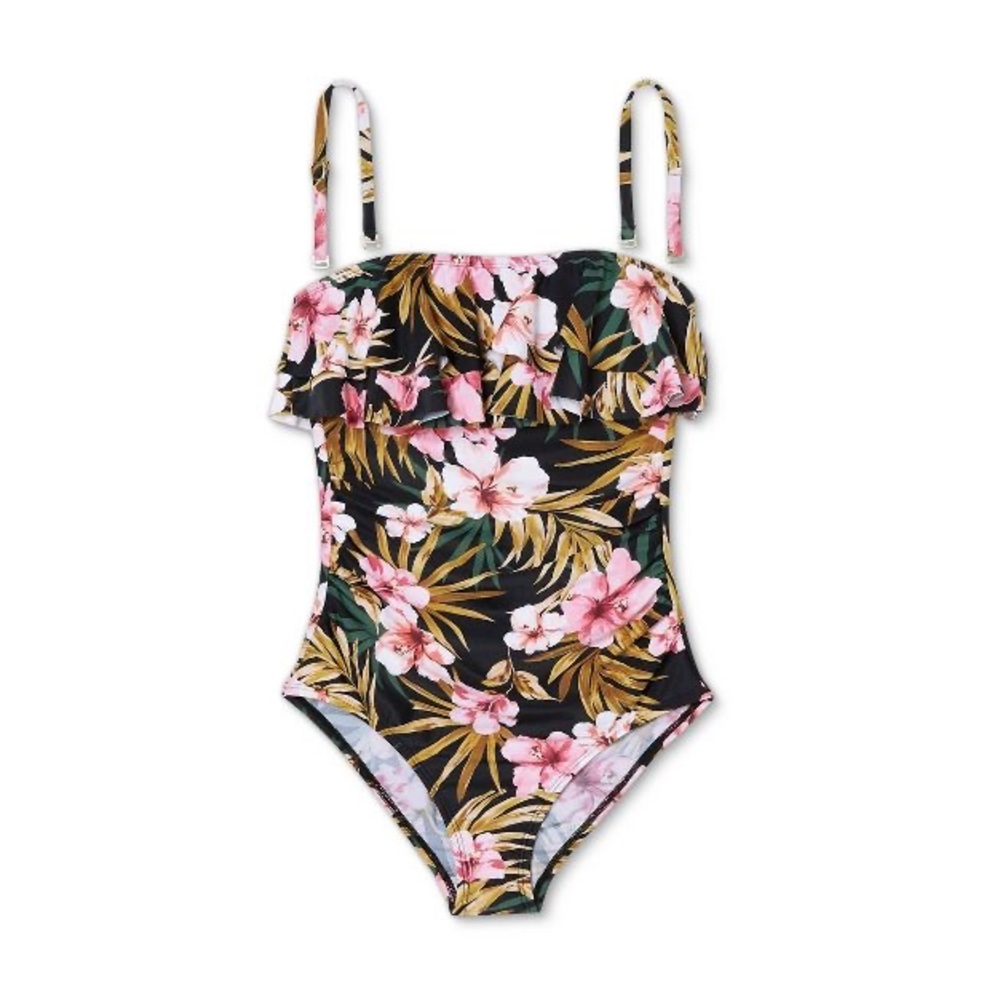 Size S Women's Double Flounce Front High Coverage One Piece Swimsuit - Kona Sol™